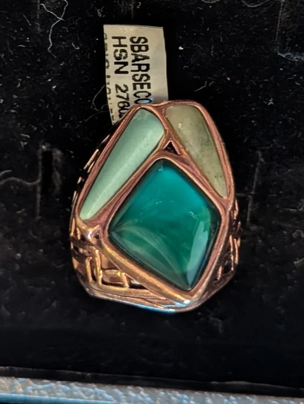 Barse Thai Genuine Mix Green Stone Geometric Ring, Vintage NWT,  Size 5